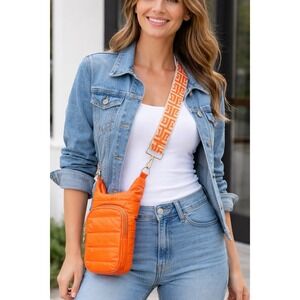 WanderFull Orange Quilted Crossbody Phone/Water Bag Adjustable Strap Lightweight